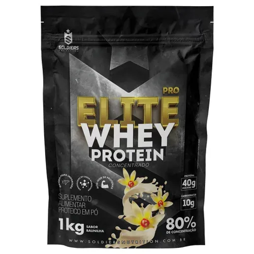 (209,80) 2 Pct Elite Pro Whey Protein Concentrado 80% - 1kg - Soldiers Nutrition